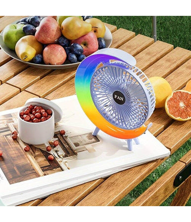 Ventilatore Da Tavolo Usb 3 Velocita' Con Luce Rgb Compatto Silenzioso Portatile
