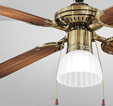 Ventilatore-Metallo-Ottone-Brunito-1-Luce-E27-4-Pale-Legno-Noce-Scuro-Gemini