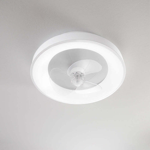 Ventilatore-Plafone-Metallo-Bianco-Opaco-Led-45W-3-Pale-Acrilico-Trasparente-Fly