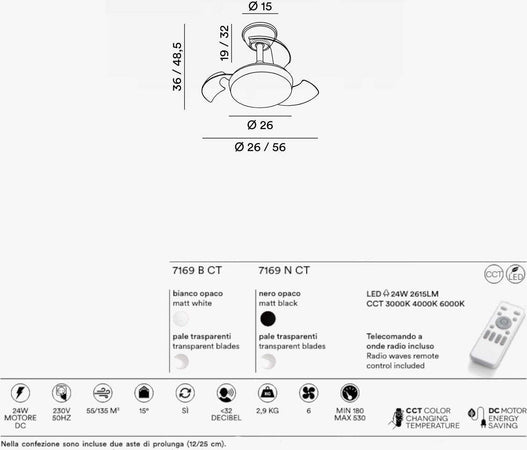 Ventilatore-scomparsa-Perenz-OPEN-MINI+-7169-CT-LED-lampada-soffitto