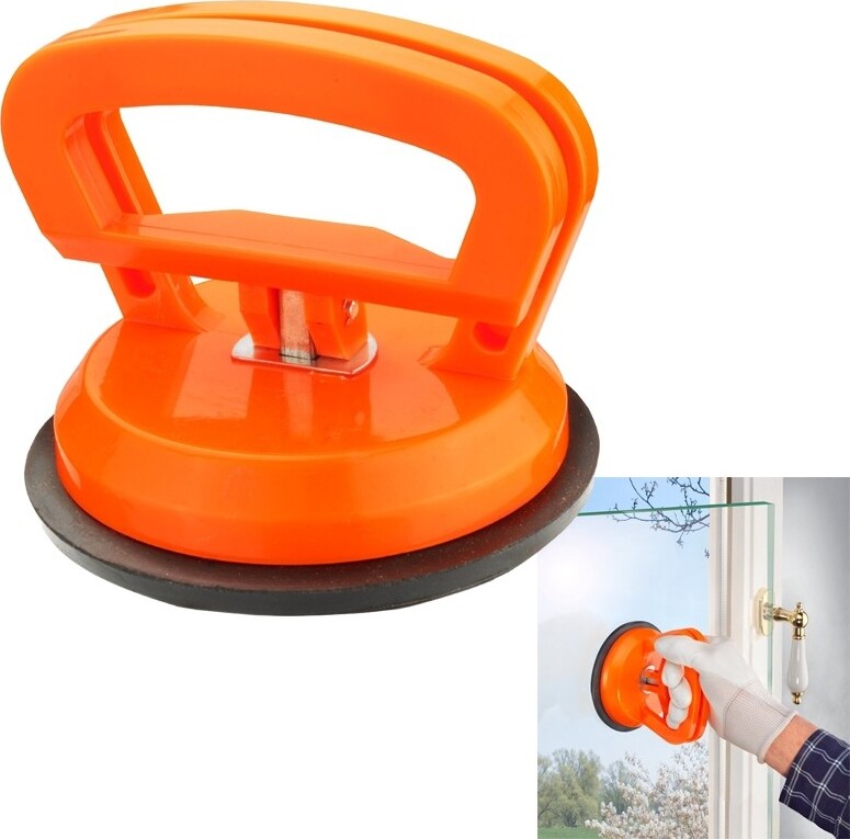 Welsberg 2x Sollevatori Di Vetro, Ventosa A Vuoto Con Custodia Portatile, Attrezzo Professionale Per Sollevare Piastrelle, Finestre, Legno, Granito,Marmo, Portata 100 Kg Cad, Diametro 203 Mm