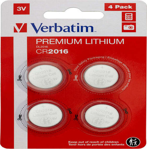 Verbatim - Blister 4 MicroPile a pastiglia CR2016 - litio - 49531 - 3V Elettronica/Pile e caricabatterie/Pile monouso Eurocartuccia - Pavullo, Commerciovirtuoso.it