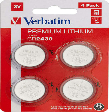 Verbatim - Blister 4 MicroPile a pastiglia CR2430 - litio - 49534 - 3V Elettronica/Pile e caricabatterie/Pile monouso Eurocartuccia - Pavullo, Commerciovirtuoso.it