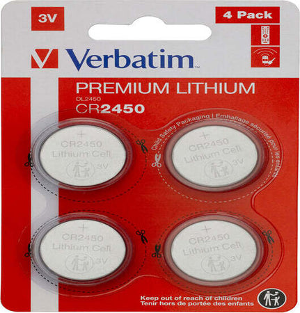 Verbatim - Blister 4 MicroPile a pastiglia CR2450 - litio - 49535 - 3V Elettronica/Pile e caricabatterie/Pile monouso Eurocartuccia - Pavullo, Commerciovirtuoso.it