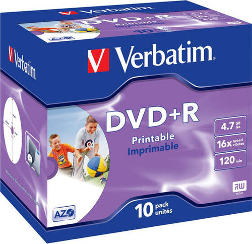 Verbatim - Scatola 10 DVD+R Jewel Case - stampabile - 43508 - 4 7GB Elettronica/Informatica/Accessori/Supporti vergini/BD-R Eurocartuccia - Pavullo, Commerciovirtuoso.it