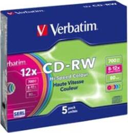 Verbatim - Scatola 5 CD-RW DataLife Plus - slim case - 8X-10X - serigrafato colorato - 43167 - 700MB Elettronica/Informatica/Accessori/Supporti vergini/BD-R Eurocartuccia - Pavullo, Commerciovirtuoso.it
