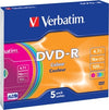 Verbatim - Scatola 5 DVD-R - slim Case - serigrafato colorato - 43557 - 4 7GB Elettronica/Informatica/Accessori/Supporti vergini/BD-R Eurocartuccia - Pavullo, Commerciovirtuoso.it