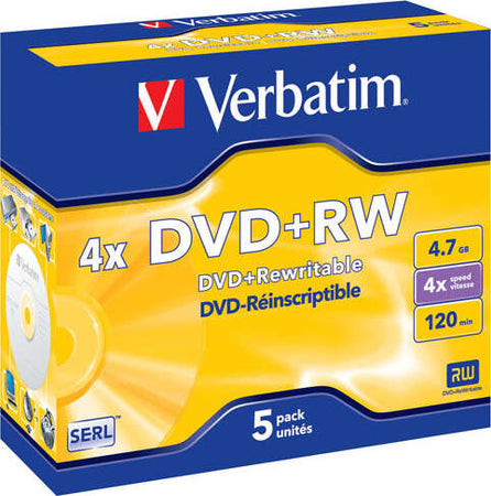 Verbatim - Scatola 5 DVD+RW - Jewel Case - serigrafato - 43229 - 4 7GB Elettronica/Informatica/Accessori/Supporti vergini/BD-R Eurocartuccia - Pavullo, Commerciovirtuoso.it