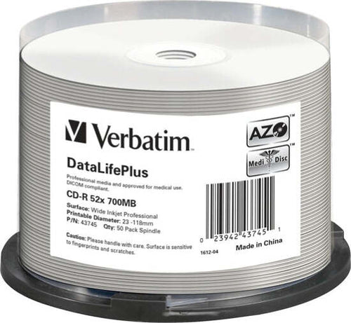 Verbatim - Scatola 50 CD-R Data Life Plus - spindle 1X-52X - 43745 - 700MB Elettronica/Informatica/Accessori/Supporti vergini/BD-R Eurocartuccia - Pavullo, Commerciovirtuoso.it