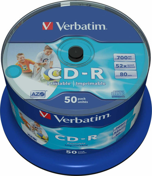VERBATIM-SET-CD-50-PEZZI-CD-R-PRINTABLE-STAMPABILI-80MINUTI-700MB-VUOTI-VERGINI