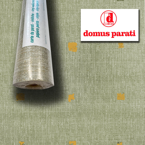 SUPER STOCK €0,56 al mq  - Rotolo da 5,2mq (10x0,52mt) di Carta da Parati vinilica Top Quality lavabile JUTA VERDE ORO - Eternal Parquet