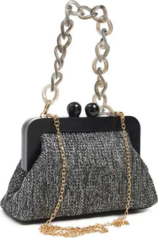 Boutique De FGG Pochette in metallo da donna in paglia Borse a Boutique De FGG Pochette in metallo da donna in paglia Borse a