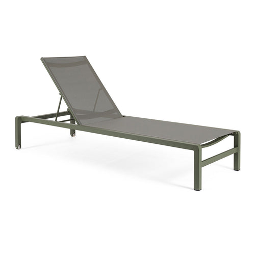 Lettino prendisole in alluminio verniciato Konnor con ruote, ideale per piscina e giardino
