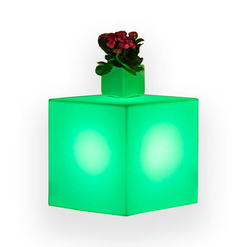 Tavolino da giardino luminoso YouCube Bright quadrato con led decorazione Made in Italy