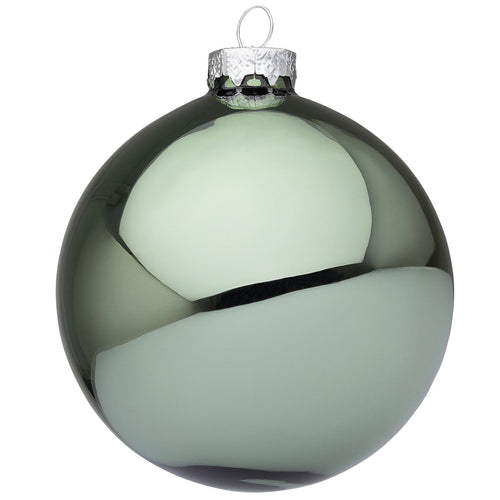 Palline per albero di Natale in vetro decorate color Verde Cinabro Lucido