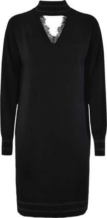 VERDISSIMA-|-Abito-corto-con-inserti-in-pizzo-Maglia-Rasata