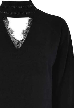VERDISSIMA-|-Abito-corto-con-inserti-in-pizzo-Maglia-Rasata