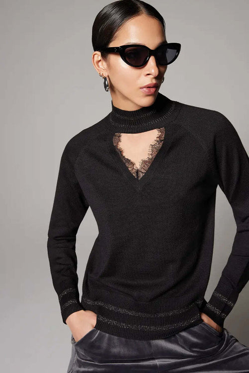 VERDISSIMA-|-Maglia-con-inserti-in-pizzo-Maglia-Rasata