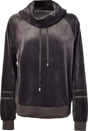 VERDISSIMA-|-Maglia-con-strass-e-collo-coulisse-Ciniglia