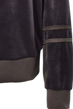 VERDISSIMA-|-Maglia-con-strass-e-collo-coulisse-Ciniglia