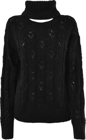 VERDISSIMA-|-Maglia-girocollo-con-collo-removibile-Maglia-Operata