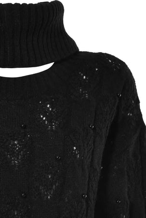 VERDISSIMA-|-Maglia-girocollo-con-collo-removibile-Maglia-Operata