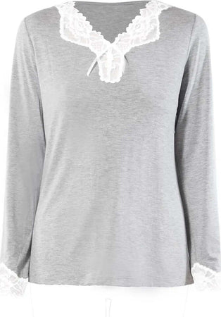 VERDISSIMA-|-Pigiama-maglia-a-V-e-pantalone-polsini