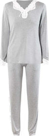 VERDISSIMA-|-Pigiama-maglia-a-V-e-pantalone-polsini