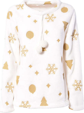VERDISSIMA-|-Pigiama-maglia-girocollo-e-pantalone-polsini-Glitter-Noel
