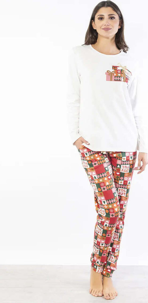 VERDISSIMA-|-Pigiama-maglia-girocollo-e-pantalone-polsini