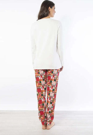 VERDISSIMA-|-Pigiama-maglia-girocollo-e-pantalone-polsini