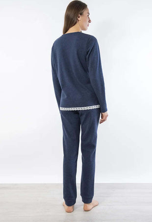 VERDISSIMA-|-Pigiama-maglia-serafino-e-pantalone-polsini