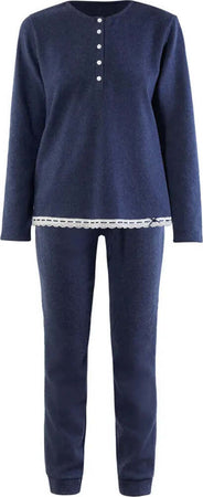 VERDISSIMA-|-Pigiama-maglia-serafino-e-pantalone-polsini