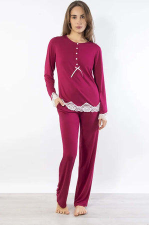 VERDISSIMA-|-Pigiama-maglia-serafino-e-pantalone-viscosa