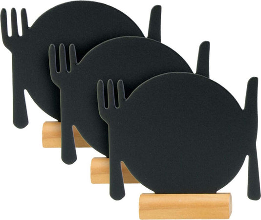 VERMES---SET-DI-3-LAVAGNETTE-SEGNAPOSTO-DA-TAVOLO-A-FORMA-DI-PIATTO-E-POSATE