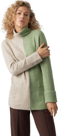 Vero-Moda-maglia-lunga-Lefile-beige-verde