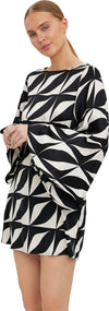 Vero-Moda-mini-abito-Kypra-nero-panna