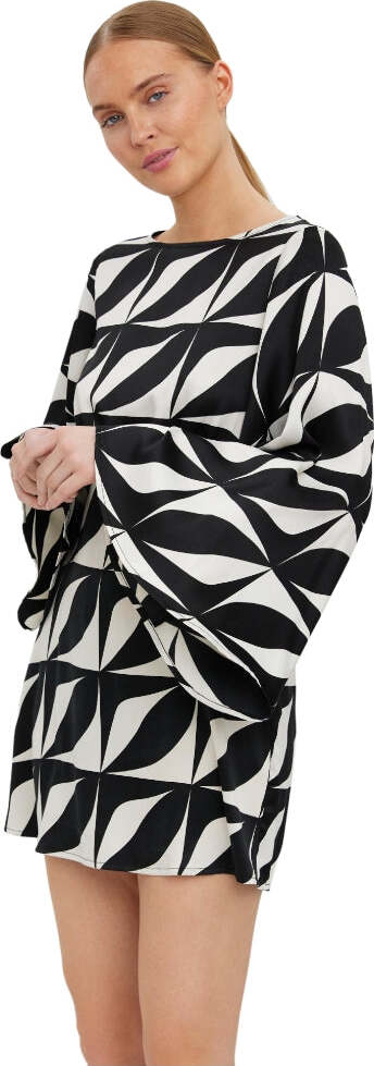 Vero-Moda-mini-abito-Kypra-nero-panna
