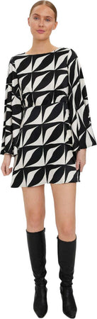 Vero-Moda-mini-abito-Kypra-nero-panna