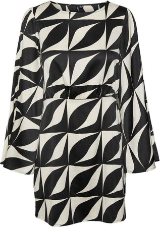 Vero-Moda-mini-abito-Kypra-nero-panna