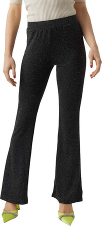 Vero-Moda-pantalone-flare-nero-luccicoso-Kanva
