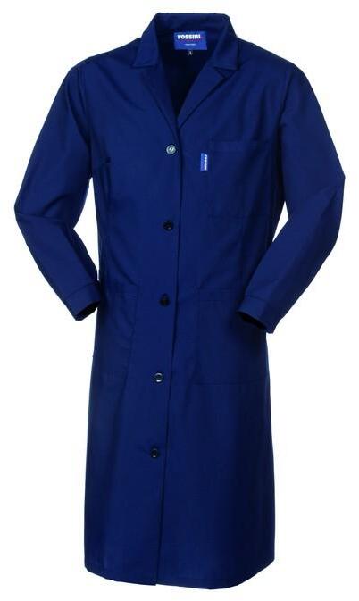 Vestaglia Donna Poliserio Blu Camice da Lavoro Misto Cotone Facile Stiro
