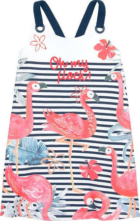 Vestitino Bambina Estivo Rosa Bianco Blu Vestito Estate Multi