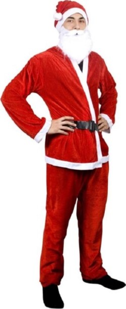 Vestito-Abito-Costume-Uomo-Travestimento-Babbo-Natale-Universale-5-Pz-Rosso