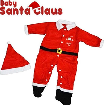 Vestito-Babbo-Natale-Baby-Vestitino-Completino-Costume-Per-Bambini-Pile-Rosso