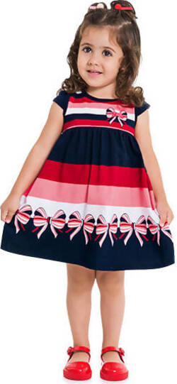 Vestito Bambina Estivo Blu Rosso Righe Vestitino Fiocchi Multi Colore Abito Estate Bimba Abitino 96 % Cotone ABITO Piccole Canaglie - Tropea, Commerciovirtuoso.it