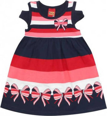 Vestito Bambina Estivo Blu Rosso Righe Vestitino Fiocchi Multi Colore Abito Estate Bimba Abitino 96 % Cotone ABITO Piccole Canaglie - Tropea, Commerciovirtuoso.it
