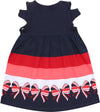 Vestito Bambina Estivo Blu Rosso Righe Vestitino Fiocchi Multi Colore Abito Estate Bimba Abitino 96 % Cotone ABITO Piccole Canaglie - Tropea, Commerciovirtuoso.it