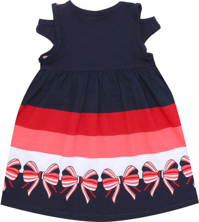 Vestito Bambina Estivo Blu Rosso Righe Vestitino Fiocchi Multi Colore Abito Estate Bimba Abitino 96 % Cotone ABITO Piccole Canaglie - Tropea, Commerciovirtuoso.it