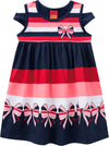 Vestito Bambina Estivo Blu Rosso Righe Vestitino Fiocchi Multi Colore Abito Estate Bimba Abitino 96 % Cotone ABITO Piccole Canaglie - Tropea, Commerciovirtuoso.it